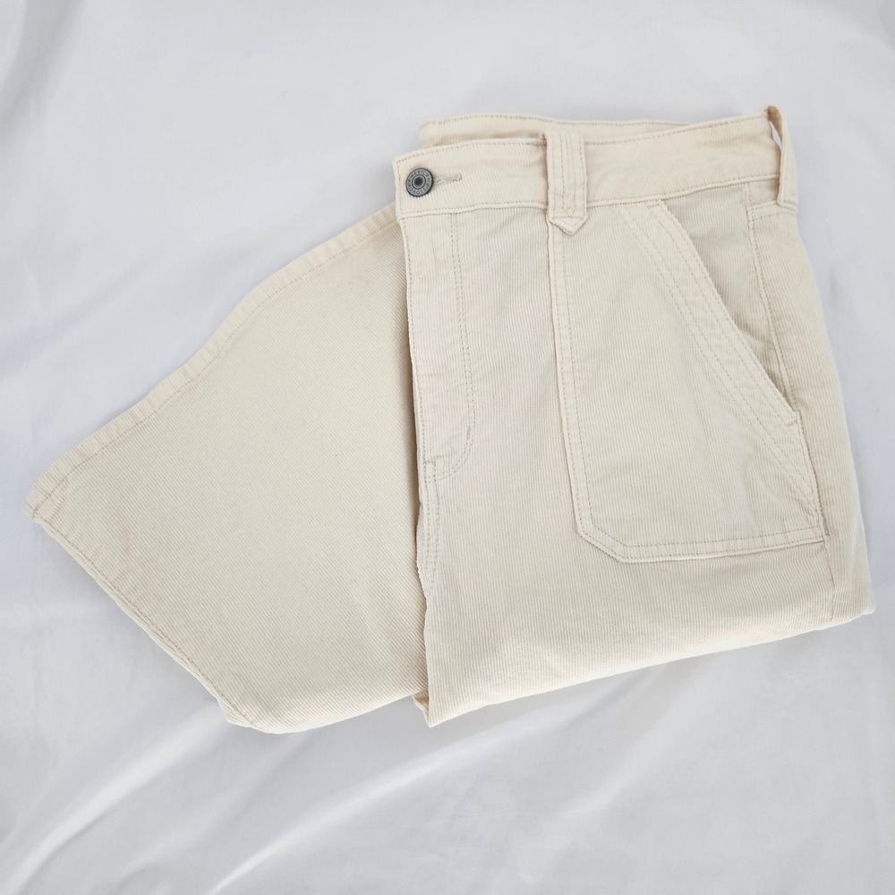 American Eagle Womens Festival Flare Corduroy Pant Size 16 Cream Western Hippie